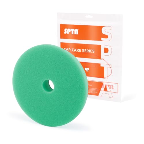 SPTA Green T120 Heavy-Cut Polishing Foam Pad, 1Pc 5.5 Inch Face for 5 Inch 125mm Backing Plate Compound Buffing Sponge Pads for Car Buffer Polisher Compounding, Polishing and Waxing -FPBFS5G - color: 1Pc Green T120 Heavy-Cut Pad, size: 5 Inch (125mm)