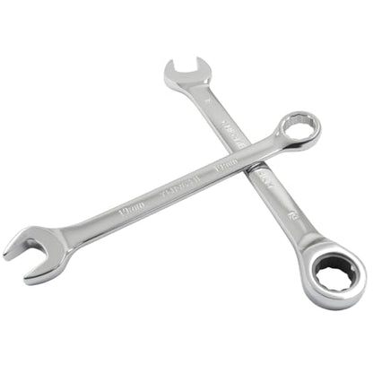 19mm Ratcheting Wrench 2 Pcs 72-Tooth 12-Point Chrome Plated | Forged 45# Carbon Steel Durable, 5-Degree Arc For Tight Spaces, 12-Point Protects Fasteners, Polished Chrome Anti-Rust - size: 19mm