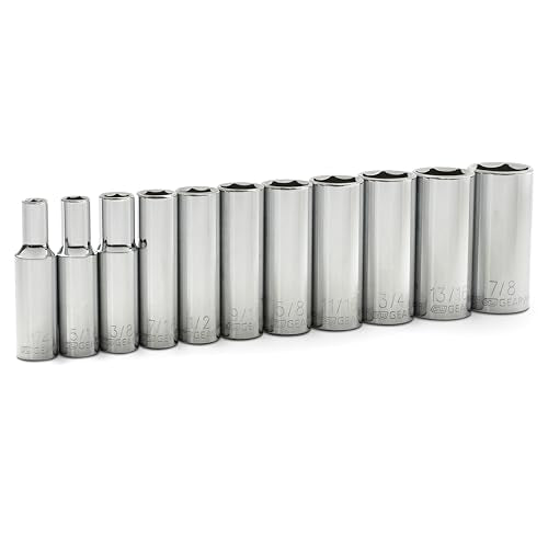 GEARWRENCH 11 Pc. 3/8" Drive 6 Pt. Deep Socket Set, SAE - 80555 - size: 11 Pc, style: 3/8"