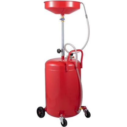 VEVOR 20-Gallon Waste Oil Drain Tank, Air Operated Portable Oil Drainer with Adjustable Funnel Height, Fluid Fuel Transfer Drainage with Wheels, Oil Change Container for Auto Repair Shops, Garages | Air Operated, Portable Oil Drainer, Adjustable Funnel He