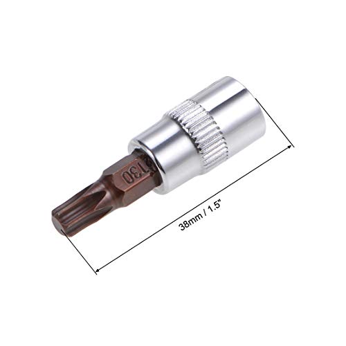 uxcell 3pcs 1/4" Drive x T30 Torx Bit Socket, S2 Steel Bits CR-V Sockets 38mm Length Use with Ratchet Wrench, Slide Bar, Extension Rod - size: T30