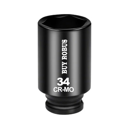 34mm Socket 1/2" Drive Deep Impact Metric Socket, 6 Point CR-MO for Easy Removal of Axle Nut - size: 34mm Socket