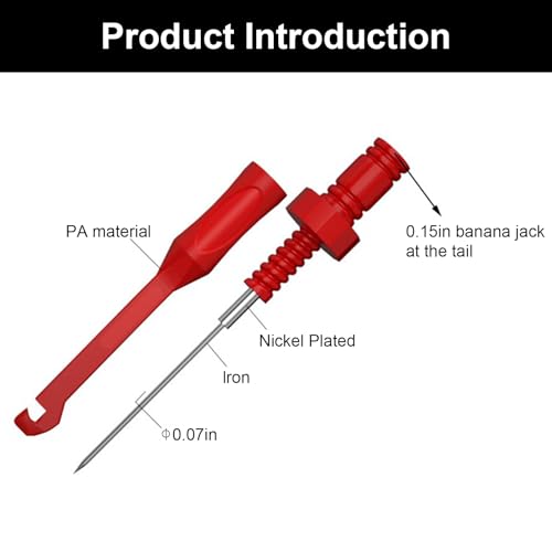 2PCS Multimeter Automotive Test Leads Kit with Wire Piercing Probe Clip, 4mm Banana Plug Extension Test Leads and Insulation Puncture Probe Set for Diagnostic Electrical Testing