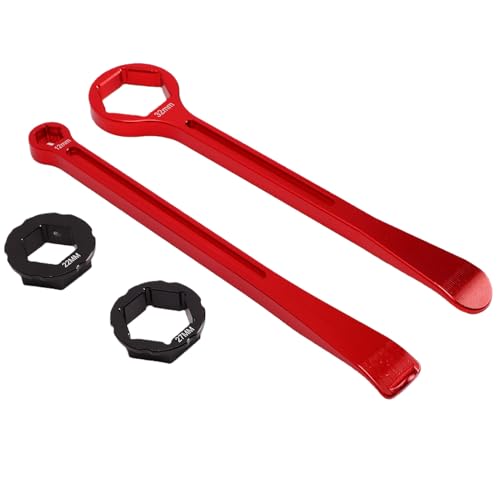 Vikye Motorcycle Tire Changing Tool Kit, CNC Aluminum Axle Nut Wrench and Spoon Lever Set with 10mm 13mm 22mm 27mm 32mm Hex Heads, for Dirt Bike Motocross