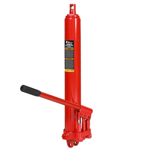 Big RED AQD8DR Hydraulic Long Ram Jack 8 Ton Heavy Duty Engine Hoist Cylinder with Double Piston Pump & Clevis Base- Professional Hydraulic Ram Cylinder for Garage Repair, Auto Shop, Farm Equipment - style: 8 TON/DOUBLE PUMP/New VERSION