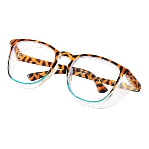 Safety glasses Goggles Nurses Protective Eyewear - Anti Fog Square Frame Stylish Clear Glasses for Women Men - color: A11-leopardgreen