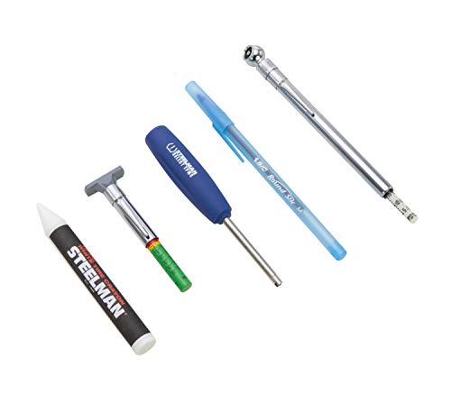 STEELMAN Tire Repair Technician Inspection Kit, Durable Nylon Pouch with Valve Core Remover, Depth Gauge, Pencil Air Gauge, Brake Pad Gauge, and Tire Marking Crayon - size: Technician Inspection Kit