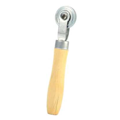 Tbest Patch Tire Repair Tool Tire Patch Roller Bearing Roller Tool with Wooden Handle for Tubeless and Tubed Tyres Air Bubble Removal 4cm Wheel 18cm Length