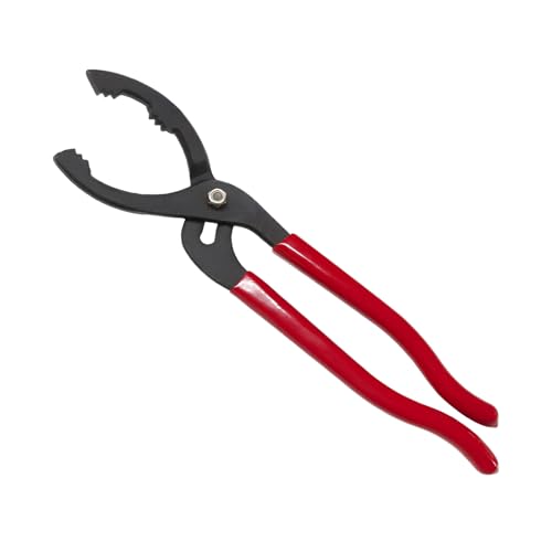 12" Adjustable Oil Filter Pliers, Auto Oil Filter Wrench Removal Tool with Non-Slip Handles, Heavy Duty Oil Change Tool Pliers for Engine Filters Conduit Fittings, Car Accessories (Red) - color: Red