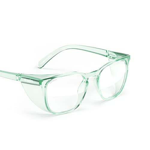 Stoggles Square Z87.1 Certified Polycarbonate Safety Glasses, Anti-Fog | Stylish, Protective, Blue-Light + UV Blocking, Top/Side Shields, Rx Ready, Unisex, Light, Scratch & Impact Resistant - color: Jade, size: Medium