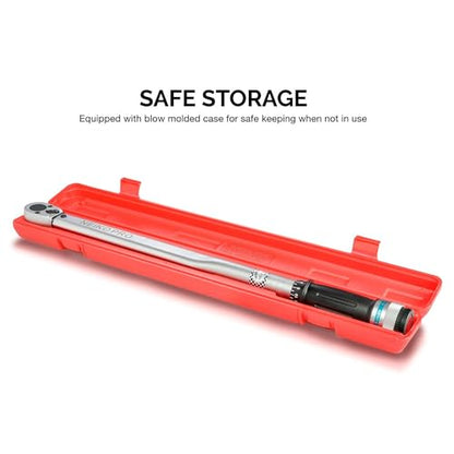Neiko PRO 03709B 1/2-Inch-Drive Torque Wrench, 25-Inch Adjustable Click Torque Wrench, Made with Chrome Vanadium CrV Steel, SAE - size: 50 - 250 ft-lb, 25" Length, style: 1/2" Drive