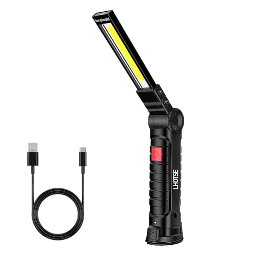 LHOTSE LED Work Light,Men Gift Tool,Rechargeable Flashlight with Magnetic Base & Hook,360° Rotation, 5 Modes, Folding Work Light for Mechanics, Garage, Home, Car Repairing - color: Work Light 1p