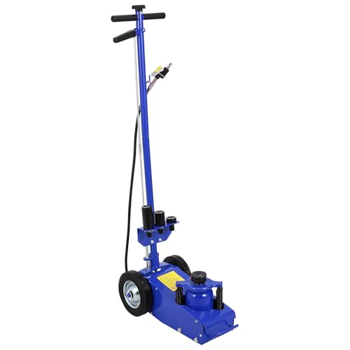 30 Ton Air Hydraulic Floor Jack, 66,000 LBS Capacity for Heavy Duty Trucks & Tractors, Low Profile 9 Inch, with 4 Adapters, Dual Power (Air/Manual Hydraulic), 46" Adjustable Handle - color: Blue, size: 30 Ton