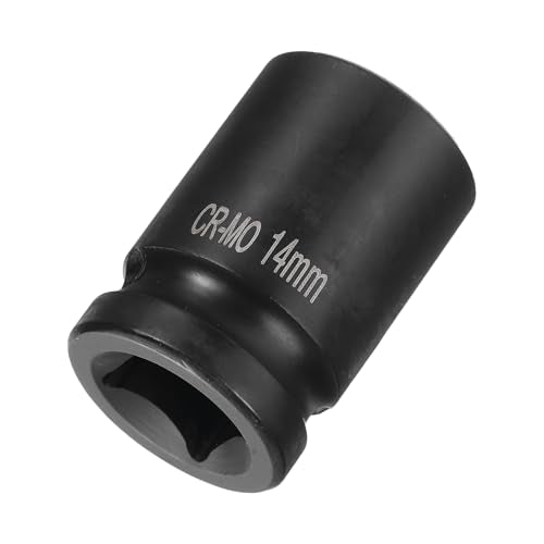 HARFINGTON 4 Point Square Socket 1/2" Drive 14mm Metric Square Impact Socket CR-MO Blackening Standard Wheel Sockets Pneumatic Socket Tool for Auto Repair Mechanical Maintenance Home Use - size: 14mm