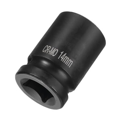 Generic 4 Point Square Socket 1/2" Drive 14mm Metric Square Impact Socket CR-MO Blackening Standard Wheel Sockets Pneumatic Socket Tool for Auto Repair Mechanical Maintenance Home Use