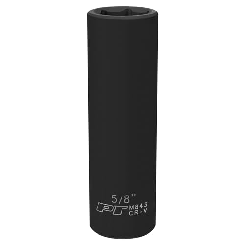 Performance Tool M843 1/2 Drive Impact Socket, 5/8 - Chrome Vanadium, 6 Point Deep Steel Socket for Heavy Duty Automotive and DIY Applications - size: 5/8", style: Deep Wall Impact