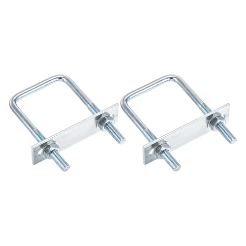 DTGN M8x50x100mm U Bolts Square Kit - 2Set - Carbon Steel U-Bolt Kit with Nuts, Washers, Frame Plate - Good for Pipe, Trailer, Automotive, Leaf Spring Fastener - size: M8x50x100mm