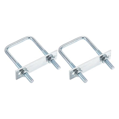DTGN M8x50x100mm U Bolts Square Kit - 2Set - Carbon Steel U-Bolt Kit with Nuts, Washers, Frame Plate - Good for Pipe, Trailer, Automotive, Leaf Spring Fastener - size: M8x50x100mm