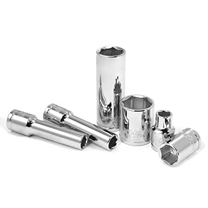 Stark USA 47-Pieces 1/4" & 3/8" Drive Impact Socket Wrench SAE (5/16" to 3/4") & Metric (8 to 19mm) Reversible Ratchet Deep & Shallow, 6 Point, Ratchet, Universal Joint, Adapters - style: 47pcs SAE/Metric Impact Socket Set