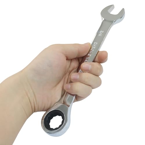 3/4 Inch Ratchet Wrench Imperial Ratcheting Combination Wrench, 12 Point, 72 Teeth for Projects SAE Tight Spaces - size: 19.05 mm