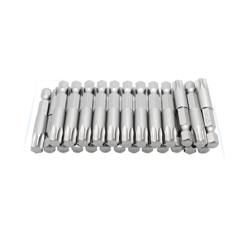 TEMO 25 pc T45 Torx Star Head Screwdriver Bit Set, S2 Steel 6 Point T-45 2 Inch Screwdriver Insert Bits - size: T45 2"L