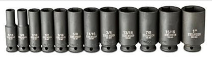 Steel Vision 12 pc 3/8 in Drive SAE (5/16 to 1 Inch) Impact Deep Socket Set, Chrome-Moly Steel, Laser-Etched Markings, Deep Well, Heavy Duty Sockets for Impact Wrenches - size: 3/8"_12pc