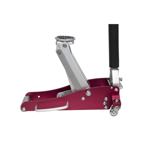 K Tool International 1.5 Ton Aluminum Service Jack; Low Profile 100% Aluminum Structure, Lifting Range 3-3/20" to 14", Dual Pump Quick Start, 1 Year Warranty; KTI63094, Red