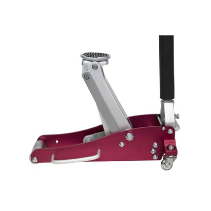 K Tool International 1.5 Ton Aluminum Service Jack; Low Profile 100% Aluminum Structure, Lifting Range 3-3/20" to 14", Dual Pump Quick Start, 1 Year Warranty; KTI63094, Red