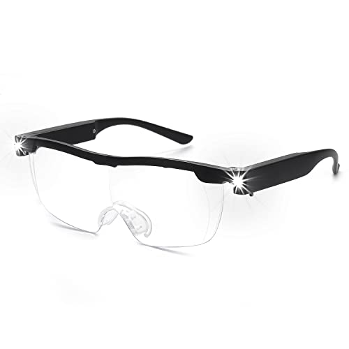 OKH 200% Magnifying Glasses with Light, Rechargeable LED Lighted Magnification Eyeglasses, Bright Sight Hands Free Magnifier Glasses for Close Work, Craft, Jewellers, Reading, Hobby - color: Not Anti-blue Light (Pack of 1), size: 2.0x