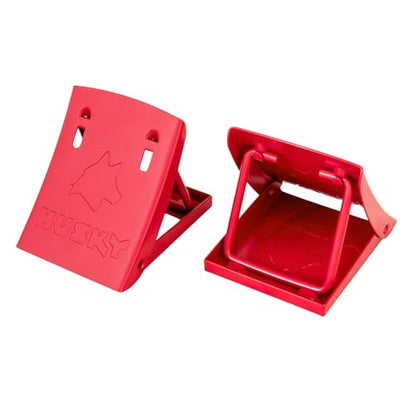 Husky Towing 38512 Foldable Wheel Chock Set Heavy‑Gauge Steel with Storage Case, Husky Red, Set of 2