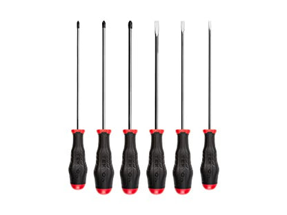 TEKTON Long High-Torque Screwdriver Set, 6-Piece (#1 - #3, 3/16-5/16 in.) | DRV43017 | Made in USA