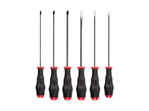 TEKTON Long High-Torque Screwdriver Set, 6-Piece (#1 - #3, 3/16-5/16 in.) | DRV43017 | Made in USA