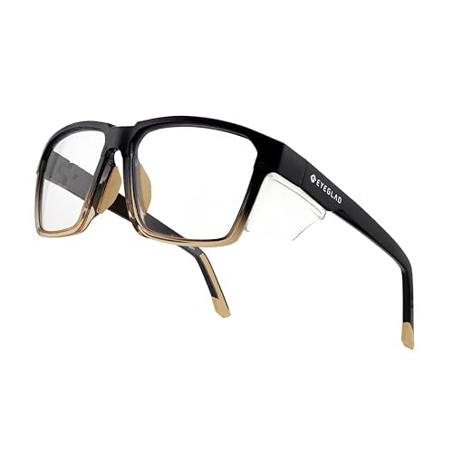 VETRA Z87+ Certified Safety Glasses HD High Contrast UV400 Side Shield Anti-Oil Coating Stylish Eyewear - color: Ink Clear