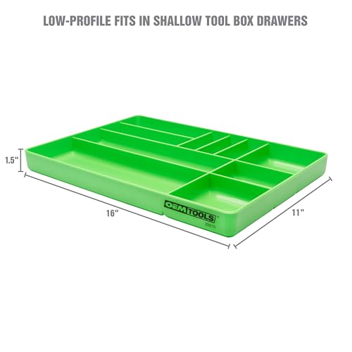 OEMTOOLS Tool Box Organizer Tray for Small Parts, Stackable Design | Low-Profile Fits in Shallow Tool Box Drawers, High Impact ABS, Rolled Bottom Edges Allow Easy Removal of Small Parts