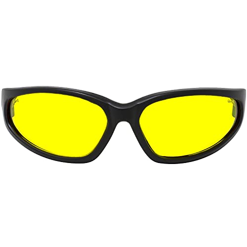 Global Vision Hercules Motorcycle Sunglasses Safety Riding Glasses Anti-Fog ANSI Rated - color: Black Frame/Yellow Lens