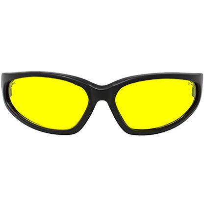 Global Vision Hercules Motorcycle Sunglasses Safety Riding Glasses Anti-Fog ANSI Rated - color: Black Frame/Yellow Lens