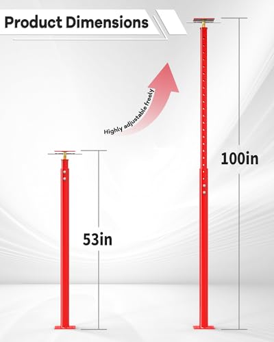 53"-100" House Floor Jack,18000lbs Max Load Capacity,House Floor Jacks Post Pole for Leveling,Adjustable Support Beam Basement Jack Post Pole for Leveling & Lifting Support Telescoping Jacks