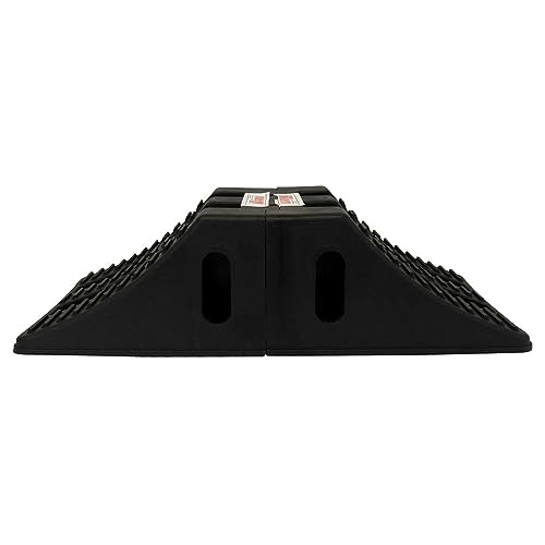 Extreme Max 5800.5852 Heavy-Duty Interlocking Wheel Chock for Tandem Axle Trailers and RVs - 9.2" x 8.2" x 4.7", Pair