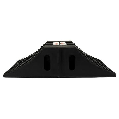 Extreme Max 5800.5852 Heavy-Duty Interlocking Wheel Chock for Tandem Axle Trailers and RVs - 9.2" x 8.2" x 4.7", Pair