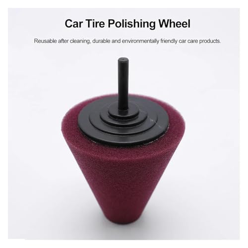 Car Polishing Pad Buffing Foam Sponge Cone Polisher Buffer Automotive Waxing Kit for Wheel Hub(Red) - color: Red