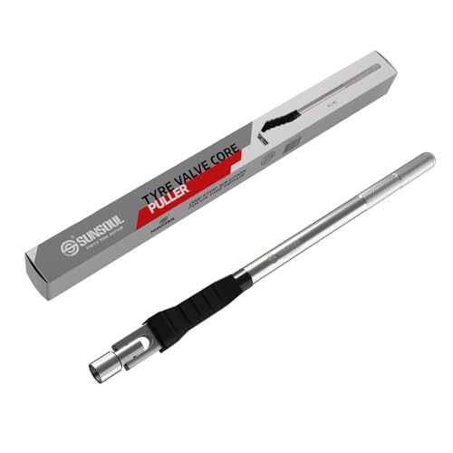 SUNSOUL Metal Valve Stem Puller, 12.5 Inch Tire Valve Stem Removal Tool | Rim Protection Design, Heavy Steel Construction, 2-in-1 Install & Removal Tool, Knurled Non-Slip Grip, Valve Stem Tool