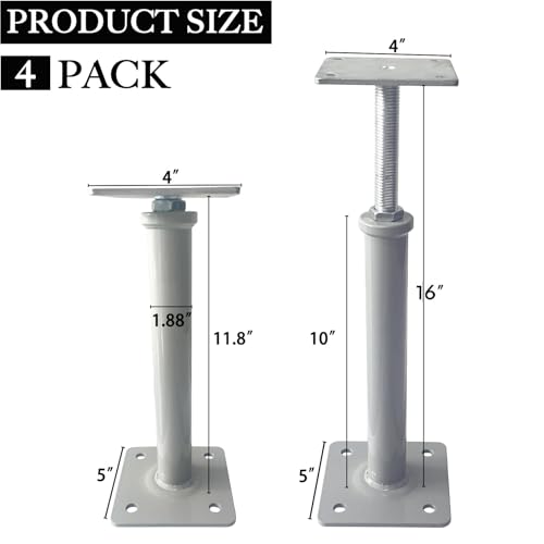 4 PCS Floor Jacks,House Jacks for Leveling,Adjustable Jack Post 11.8" - 16" Height Range,8800 lbs Height Capacity(Each),Screw Pole Jack,Basement Floor Post for Stairs, Porches, Roof Beams