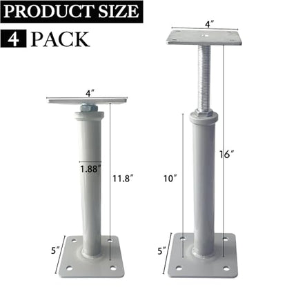 4 PCS Floor Jacks,House Jacks for Leveling,Adjustable Jack Post 11.8" - 16" Height Range,8800 lbs Height Capacity(Each),Screw Pole Jack,Basement Floor Post for Stairs, Porches, Roof Beams