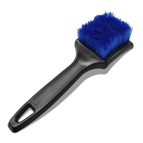 Craedli Carpet Cleaning Brush, Stiff Bristle Wheel Hub Scrub Brush Floor Mat Cleaning Brushes, Short Handle Tire Cleaner Tool Car Wash Brushes for Car Interior and Home (Blue) - color: Blue