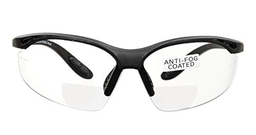 voltX CONSTRUCTOR Clear Bifocal Reading Safety Glasses +2.5 Dioptre | ANSI Z87.1+ & CE EN166F certified. UV400 anti-fog lenses. Suitable for sports & cycling. Includes safety cord. - color: Clear, size: +2.5 Dioptre