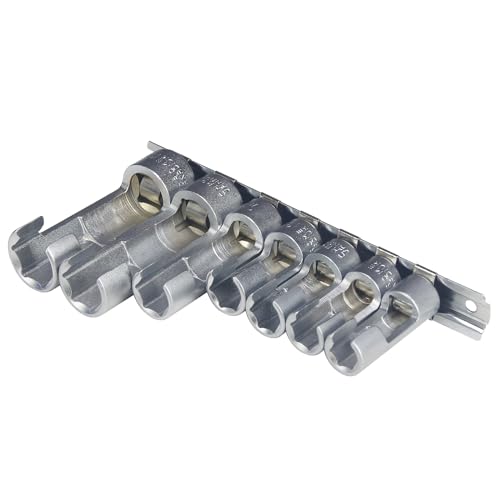7PCS SET Difficult Access Diesel Injector Fuel Line Socket Set Difficult Access Flare Nut Wrench Spanner for Wired Temperature Sensors, Thermo Switches, ABS Tube, Master Cylinder, Coolant,10-19mm - size: 7PCS SET