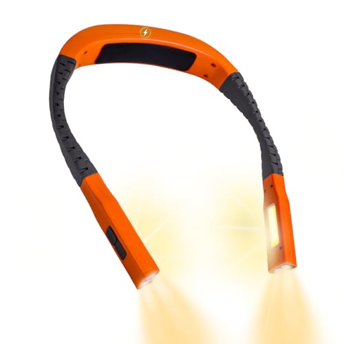 Neck Light,Book Lights for Reading at Night,3 Modes 4 Light Portable Rechargeable1200mAh, Perfect for Night Crochet Knitting Cross Stitch Crafting,Book Lovers Gift - color: Orange
