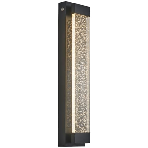Solar Outdoor Wall Light, Dusk to Dawn LED Exterior Sconce with Bubble Acrylic Shade, Waterproof Modern Wall Lantern for Porch, Patio, Garage, Entryway