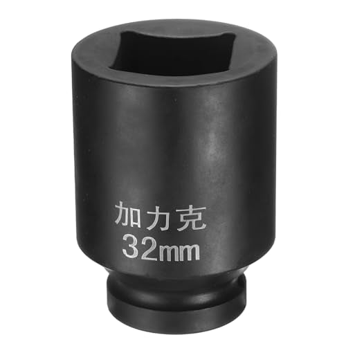 HARFINGTON 4 Point Square Socket 3/4" Drive by 32mm Metric Square Impact Socket 40CR Blackening Standard Wheel Sockets Pneumatic Socket Tool for Auto Repair Mechanical Maintenance Home Use - size: 32mm