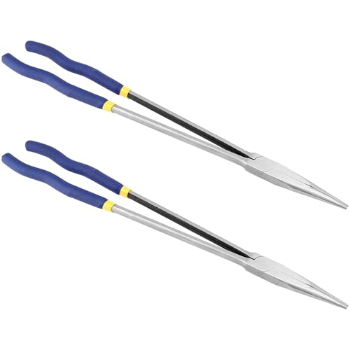 2 PCS Reach Pliers, 16 Inch Extra Long Needle Nose Pliers, High Carbon Steel Needle Nose Pliers for Narrow Spaces, Automotive Repair